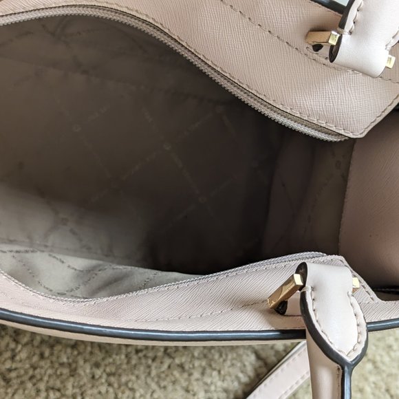 Rayne Medium Saffiano Leather Satchel (Powder Blush - Picture 6 of 8